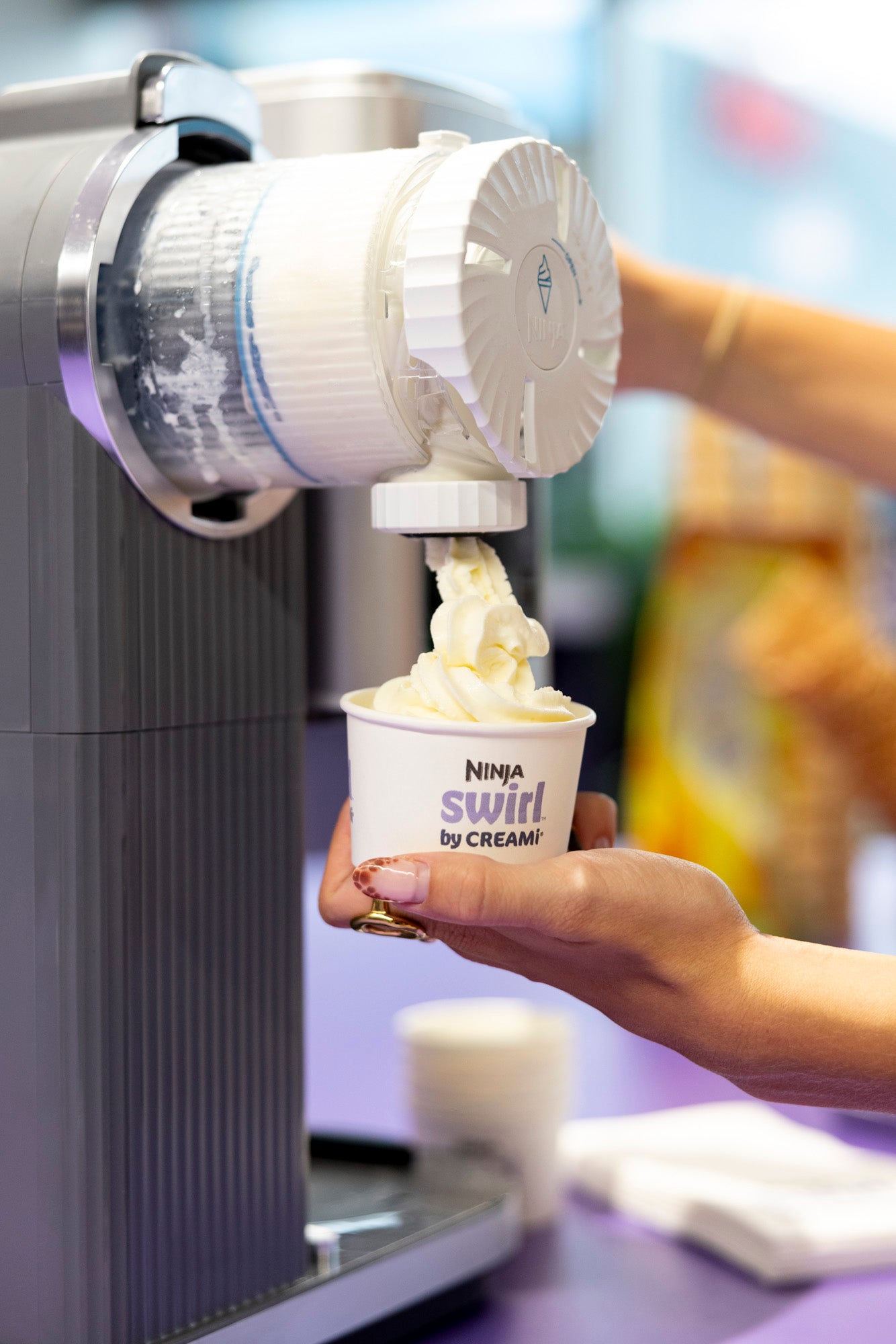 Custom ice cream cup with ninja swirl logo